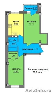 Двухкомнатная квартира 55,5 кв.м. в ЖК «Иркутский дворик -2». - Изображение #2, Объявление #1527657